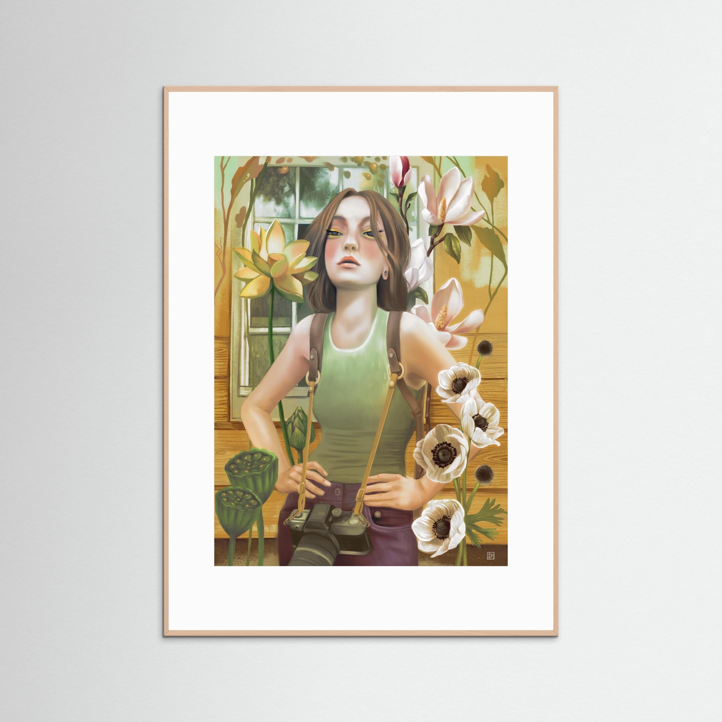 Girl with a camera – Framed Fine Art Print