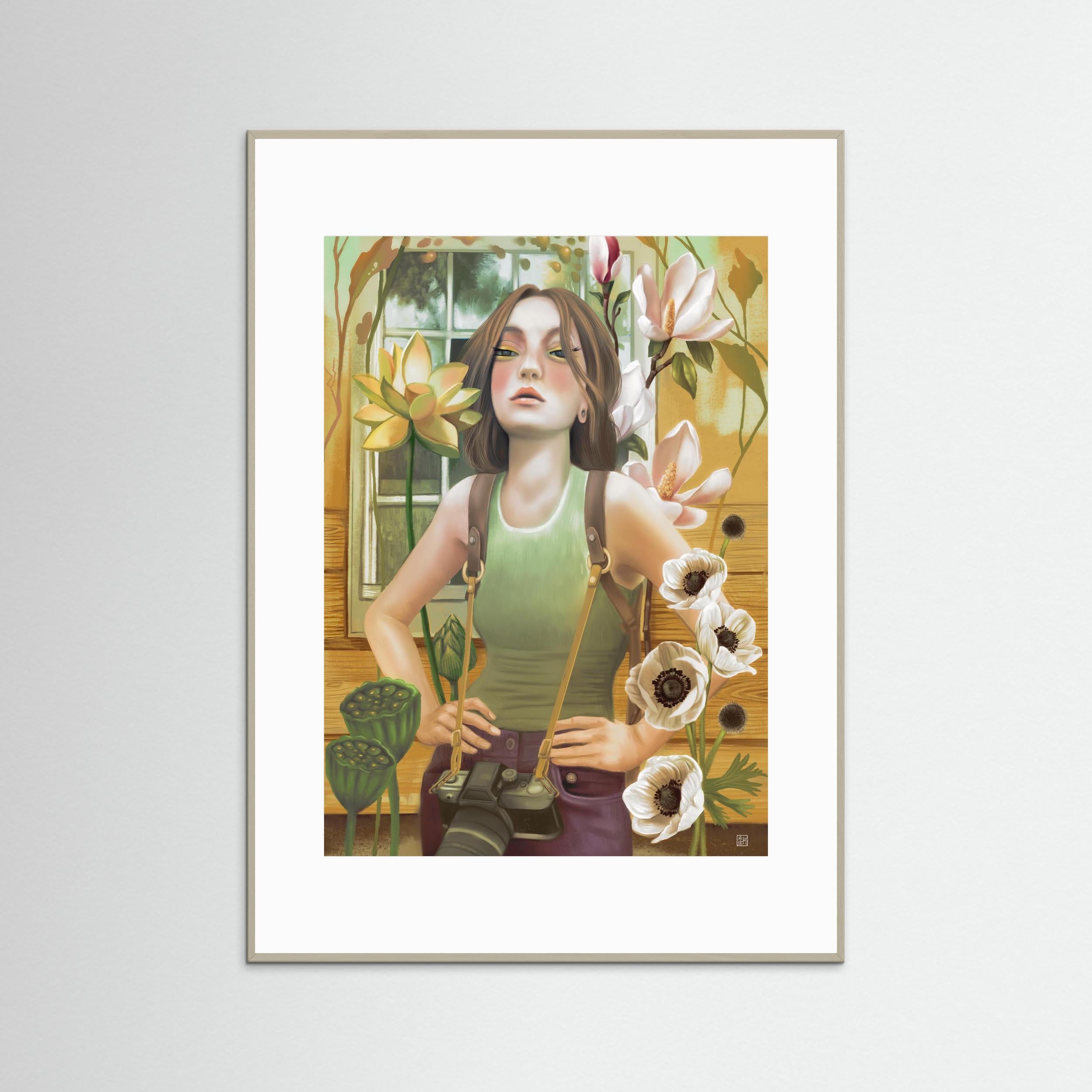 Girl with a camera – Framed Fine Art Print