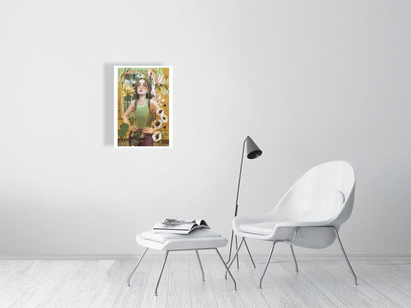 Girl with a Camera is a quietly powerful fine art painting that balances stillness with symbolic depth. A2 version.