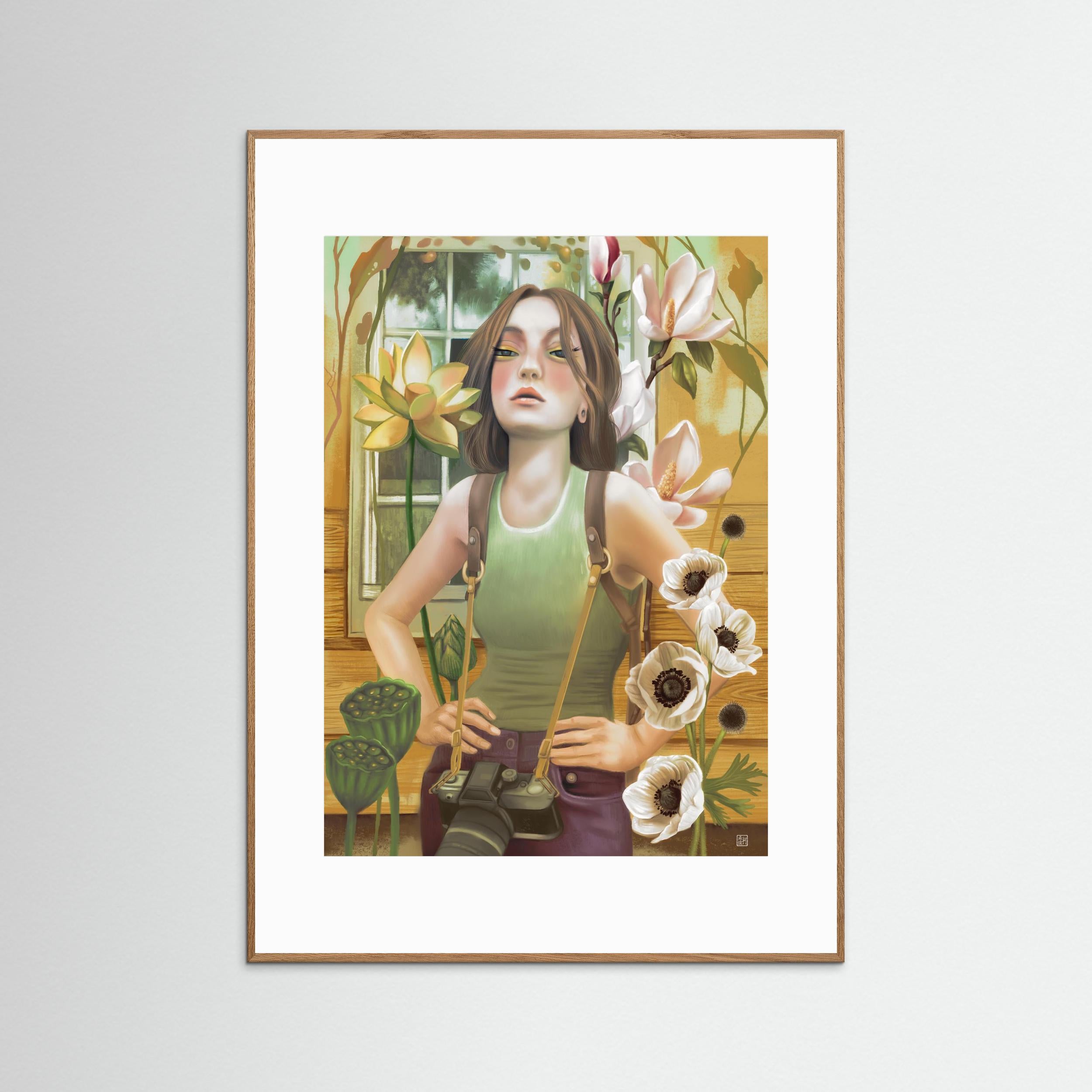 Girl with a camera – Framed Fine Art Print