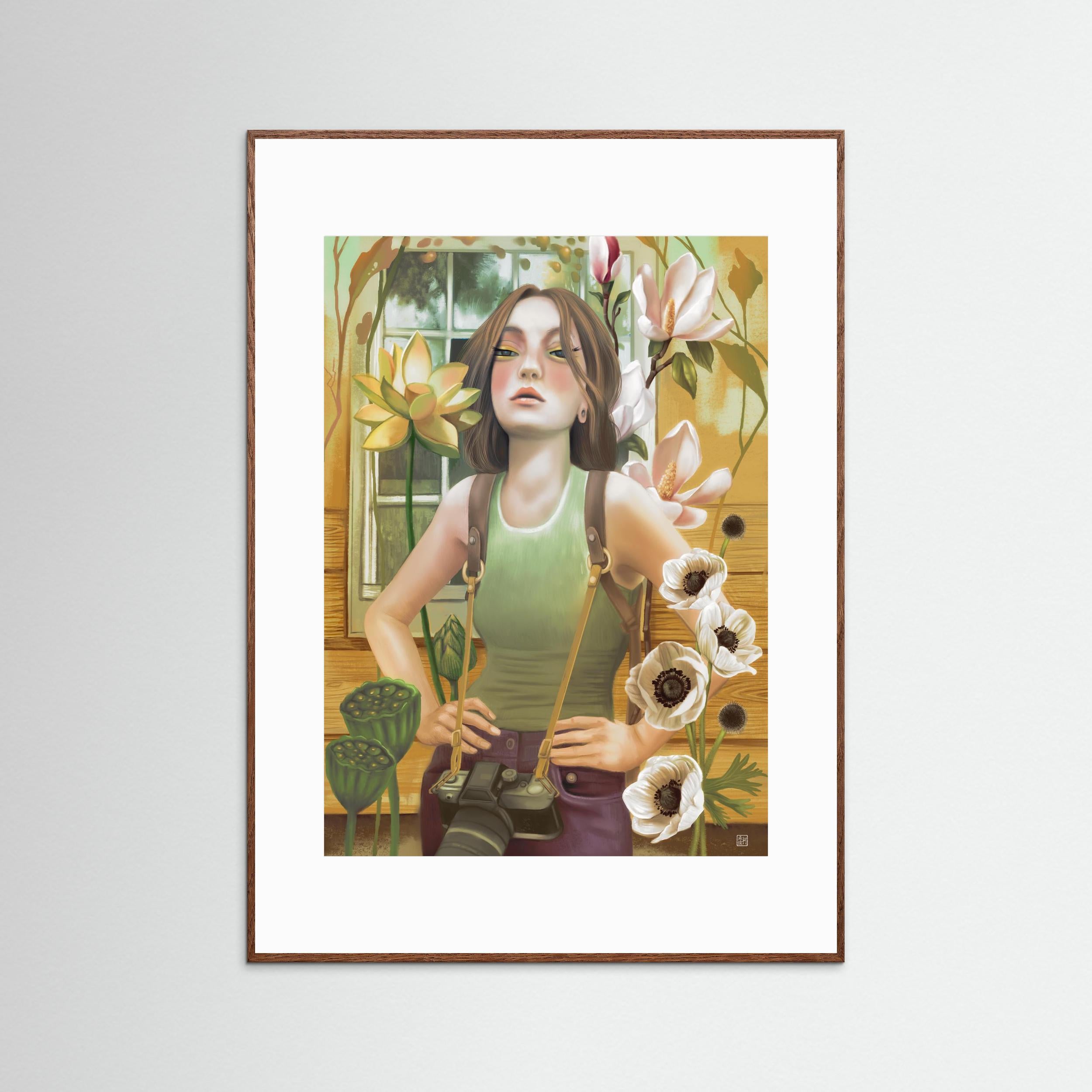 Girl with a camera – Framed Fine Art Print