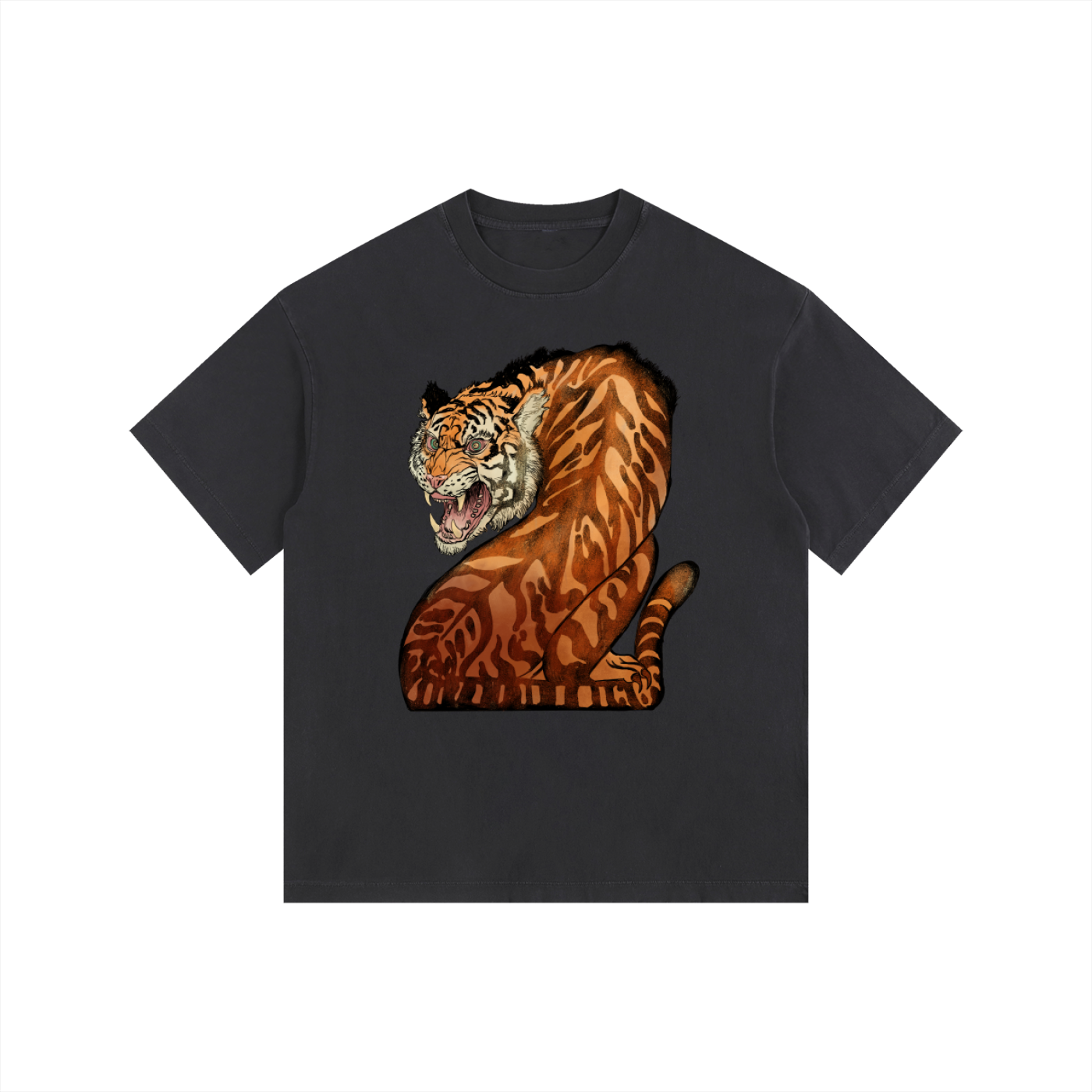 Backlash Tiger - Vintage Washed Oversized Cotton T-Shirt