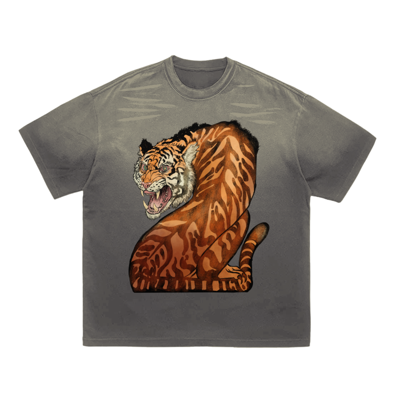 Backlash Tiger - Tiger Stripe Gradient Washed T-Shirt
