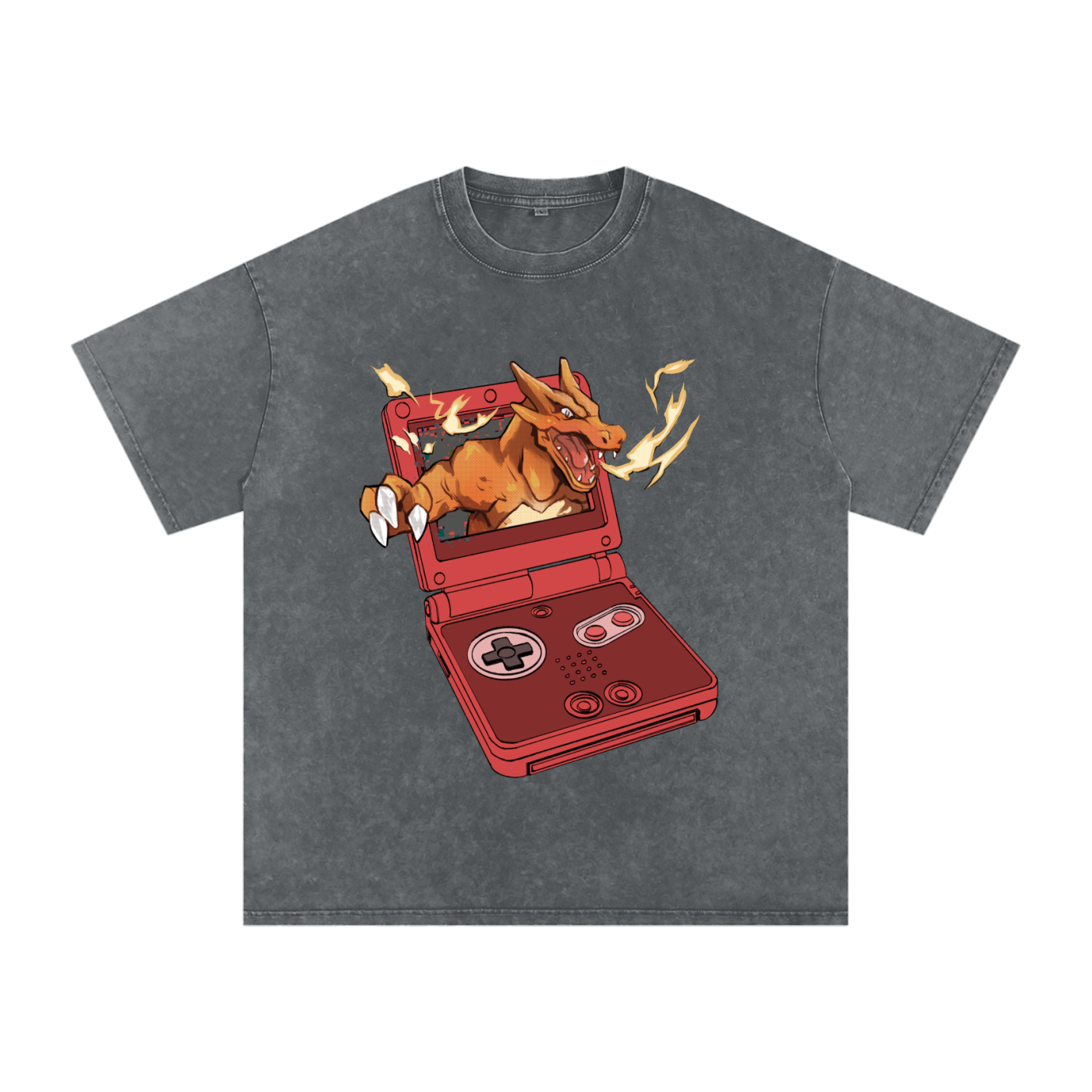 8-bit inferno — Snow Washed Oversized Cotton T-Shirt