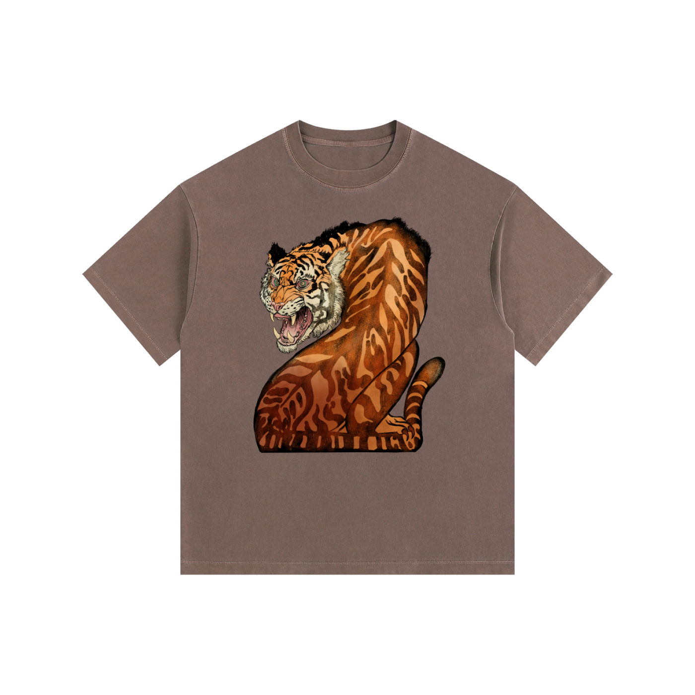 Backlash Tiger - Vintage Washed Oversized Cotton T-Shirt