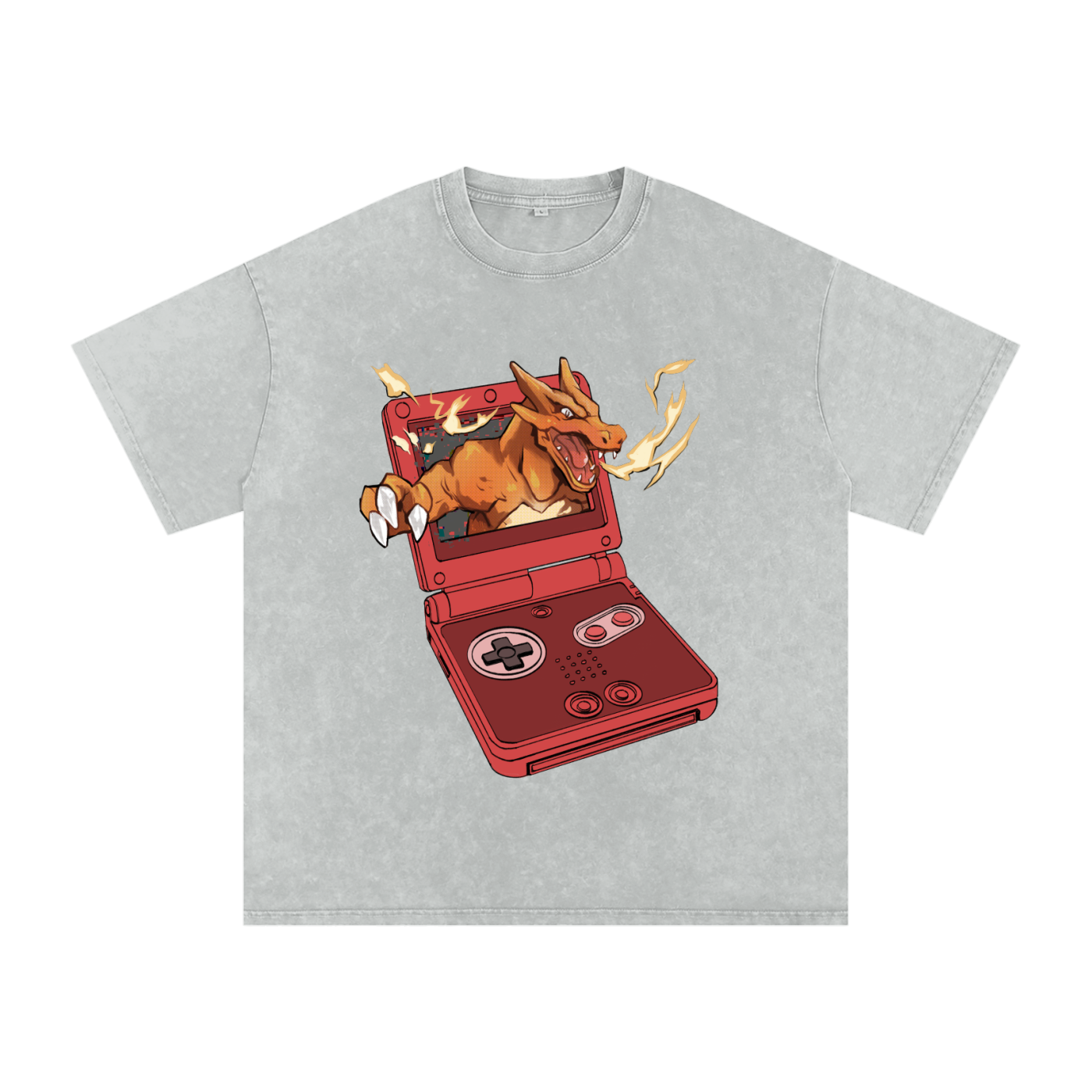 8-bit inferno — Snow Washed Oversized Cotton T-Shirt