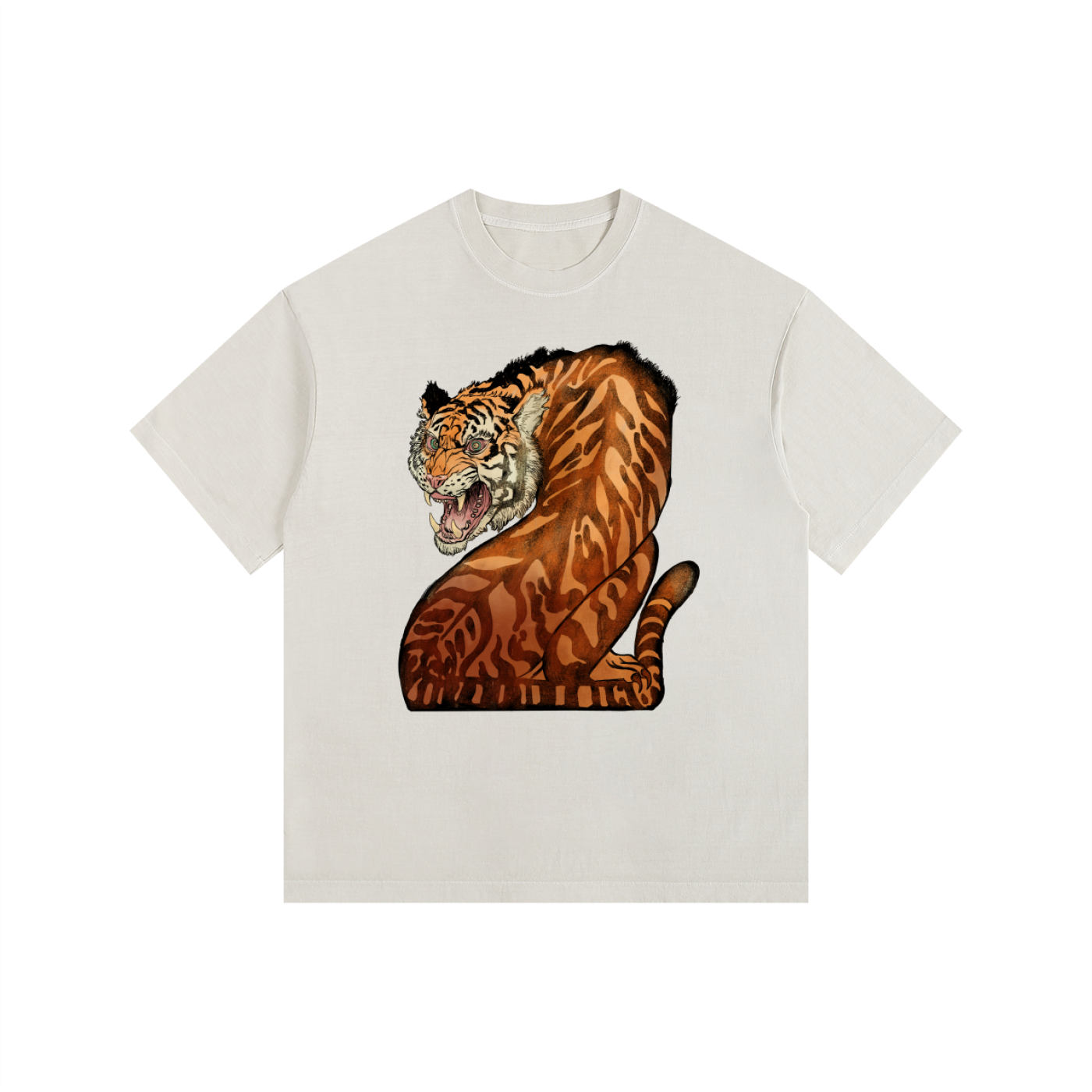 Backlash Tiger - Vintage Washed Oversized Cotton T-Shirt