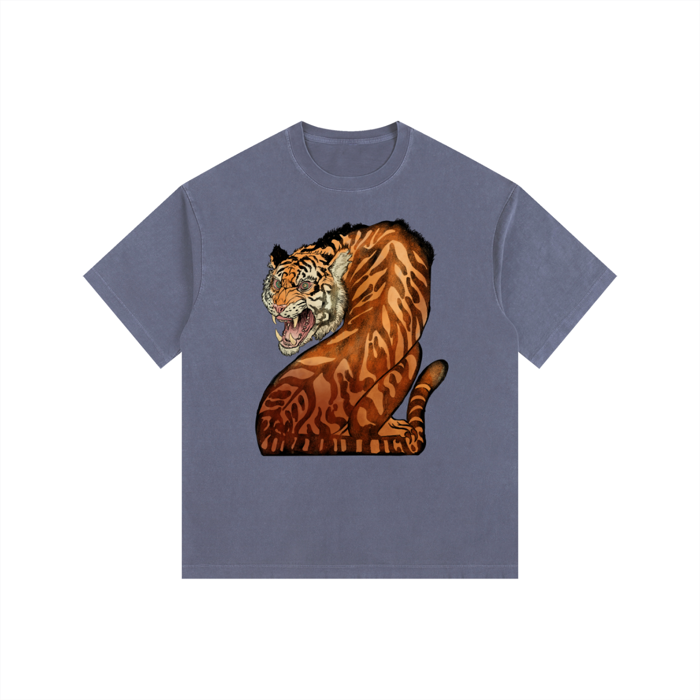 Backlash Tiger - Vintage Washed Oversized Cotton T-Shirt