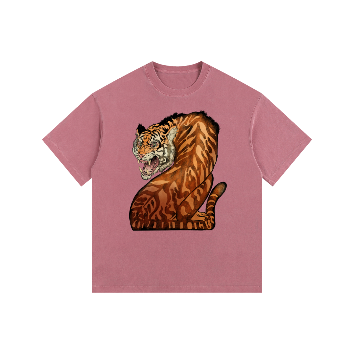 Backlash Tiger - Vintage Washed Oversized Cotton T-Shirt