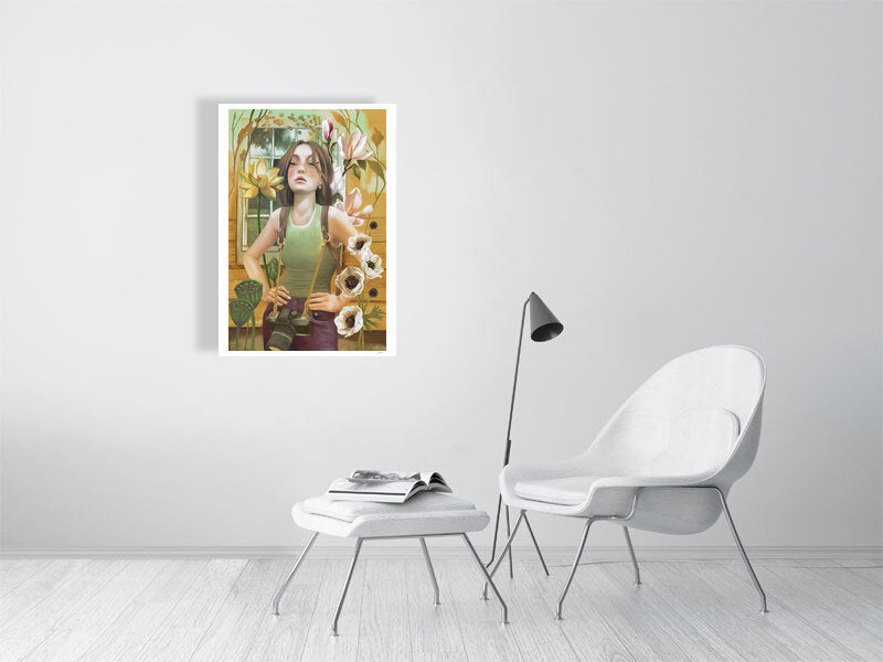 Girl with a Camera is a quietly powerful fine art painting that balances stillness with symbolic depth. A1 version.