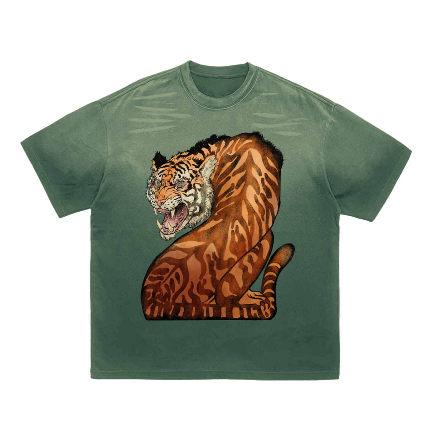 Backlash Tiger - Tiger Stripe Gradient Washed T-Shirt
