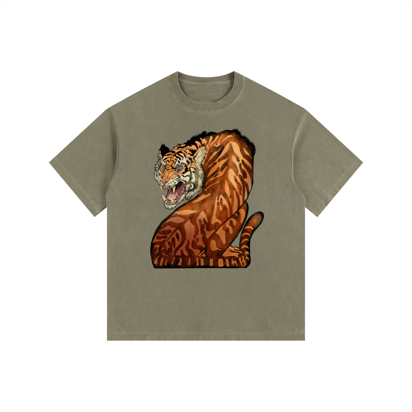 Backlash Tiger - Vintage Washed Oversized Cotton T-Shirt