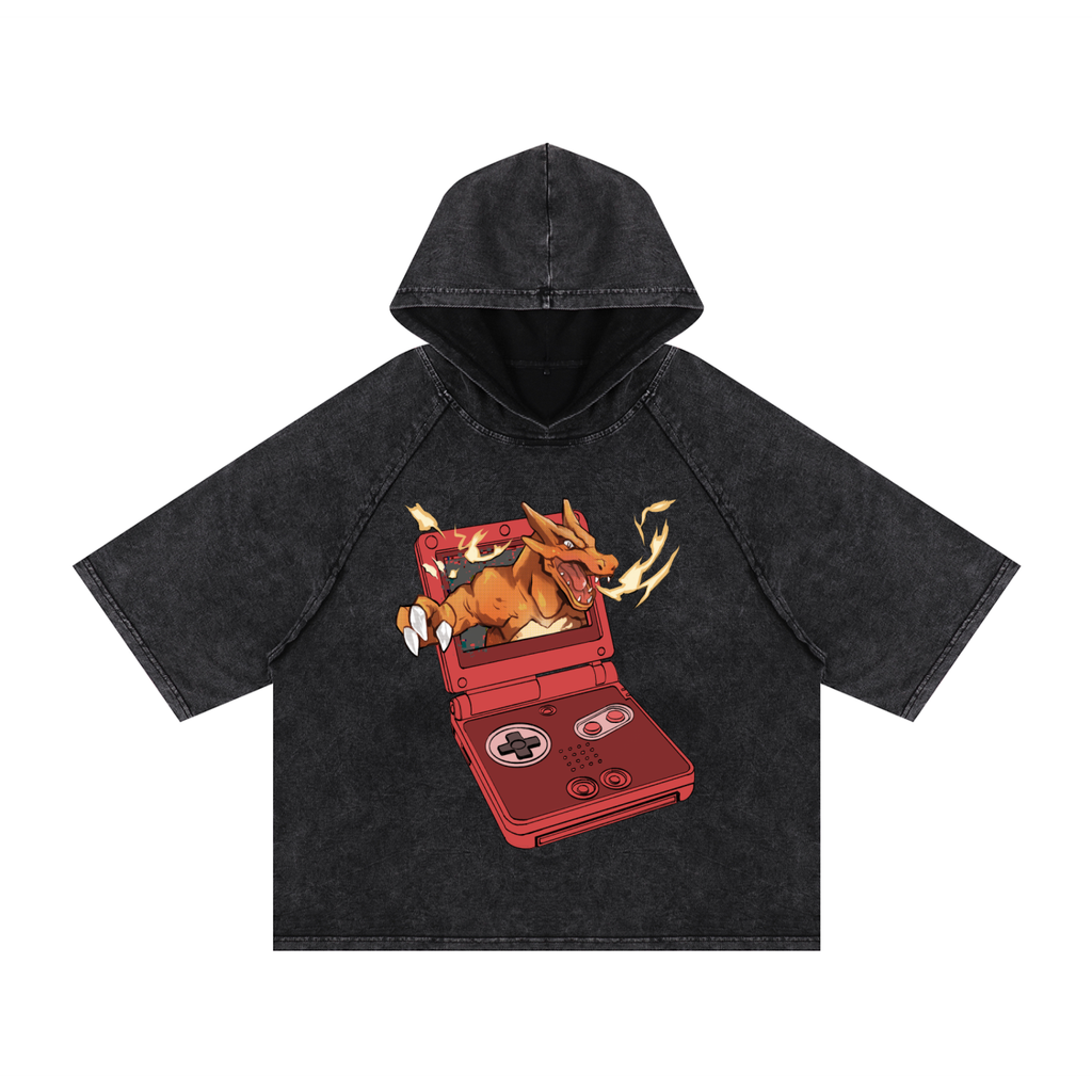 8 bit inferno — Snow Washed Hooded Boxy T-Shirt