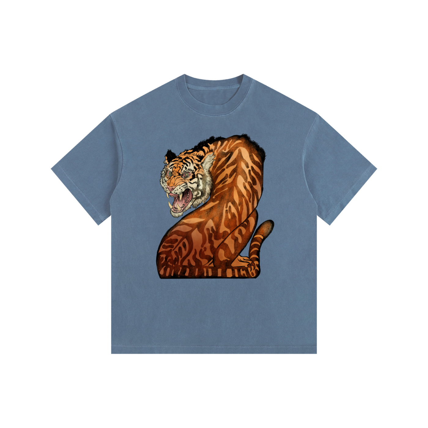 Backlash Tiger - Vintage Washed Oversized Cotton T-Shirt