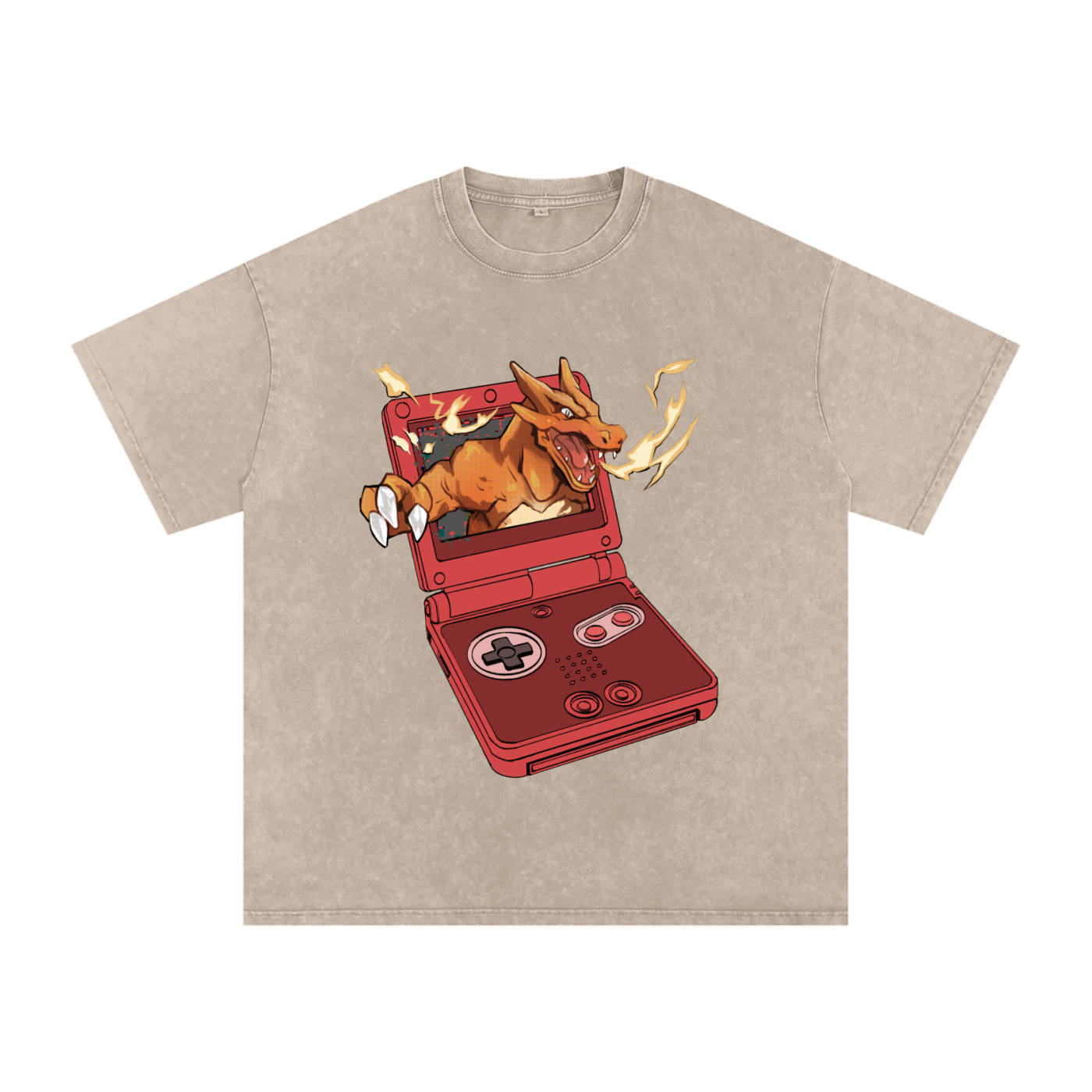 8-bit inferno — Snow Washed Oversized Cotton T-Shirt