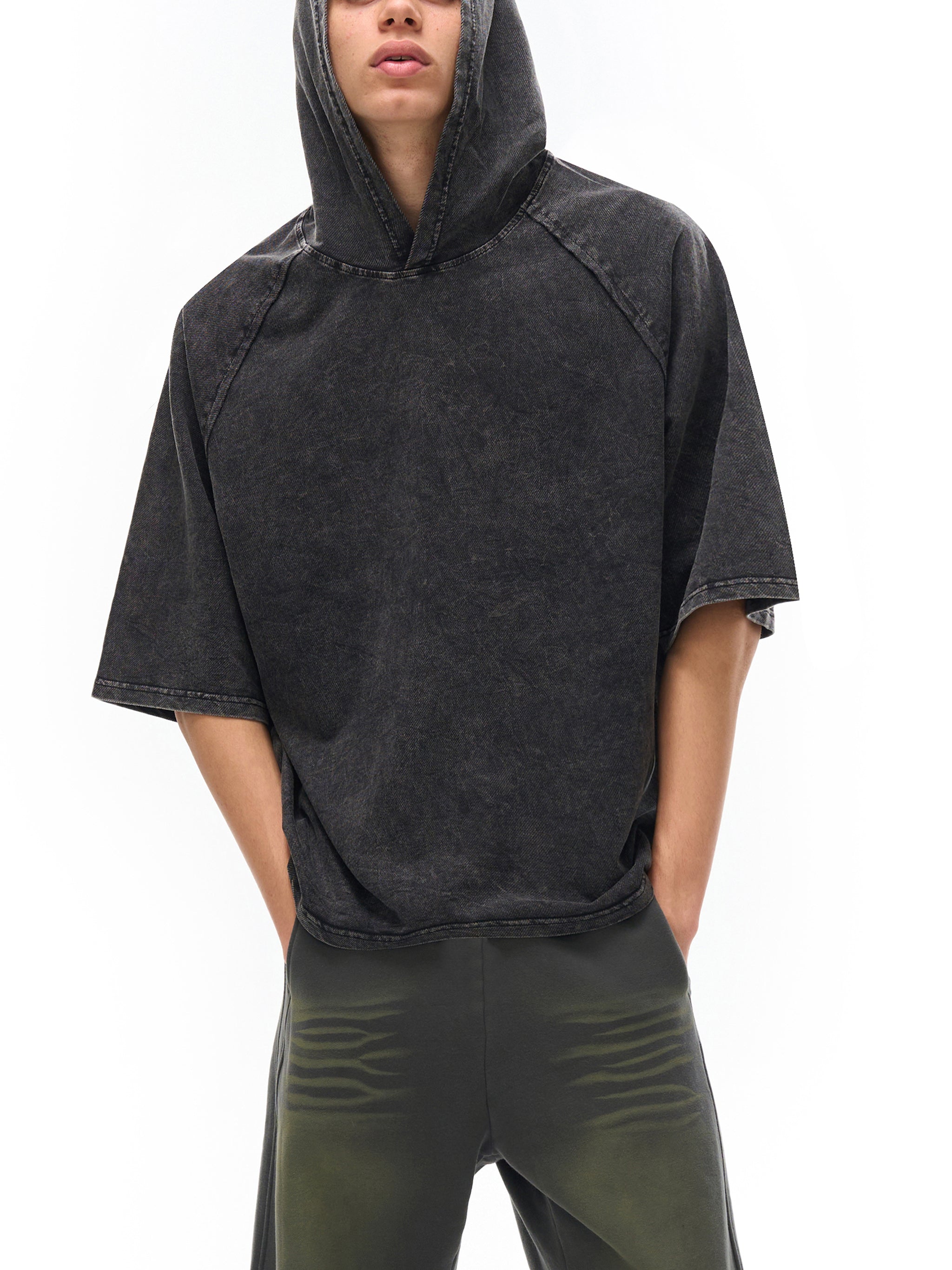 8 bit inferno — Snow Washed Hooded Boxy T-Shirt