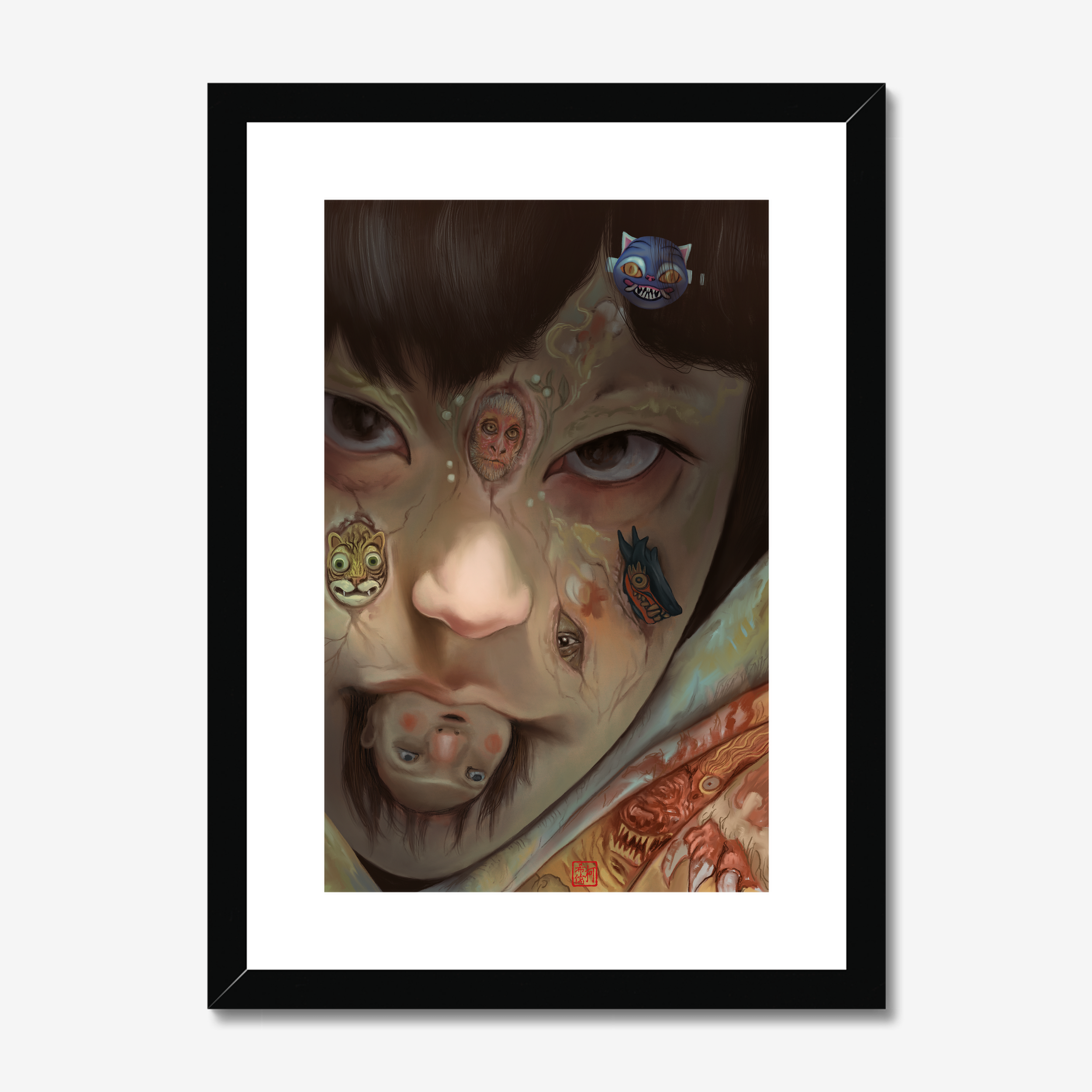 Monster mouth -   Edit png Excellent Classic Frame, 2.0mm Mount, Float Glass Glaze, HGE, Hahnemühle German Etching, 310gsm, 29.7x42cm / 11.7x16.5" (A3)