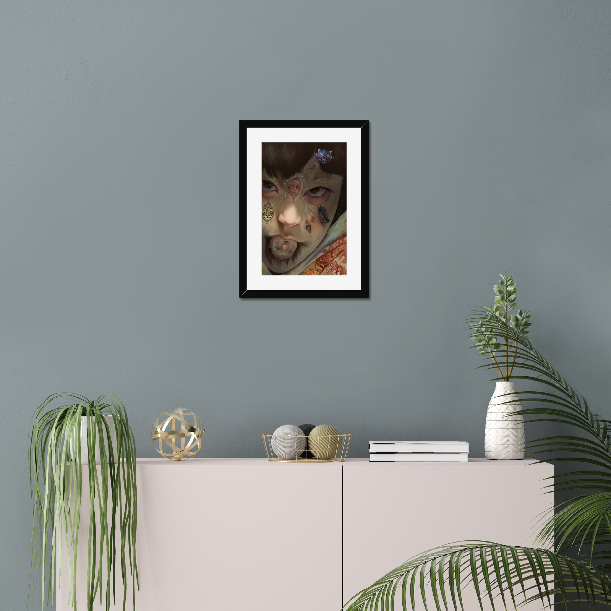 Monster mouth -   Edit png Excellent Classic Frame, 2.0mm Mount, Float Glass Glaze, HGE, Hahnemühle German Etching, 310gsm, 29.7x42cm / 11.7x16.5" (A3)